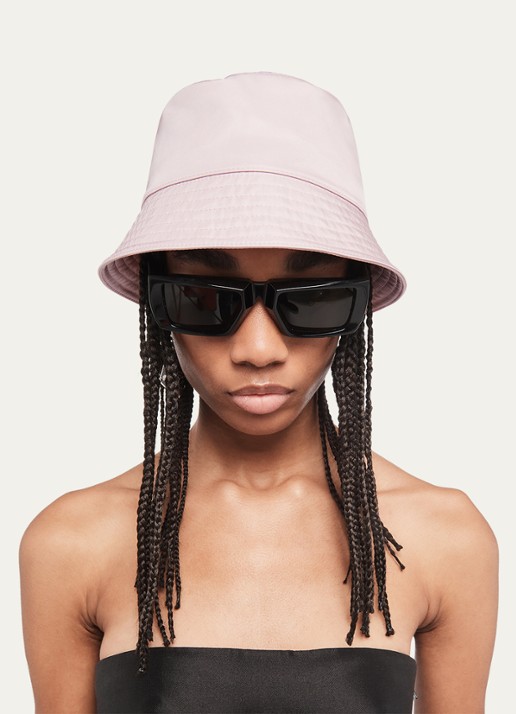 Prada Re-Nylon bucket hoed met logo - voorkant 2 roze