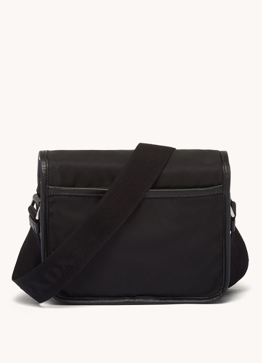 Prada Re-Nylon crossbodytas met leren details - detail 3 zwart