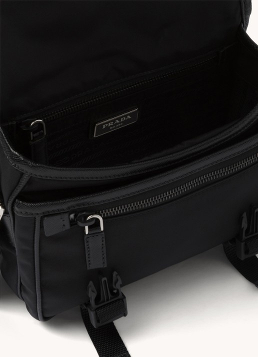 Prada Re-Nylon crossbodytas met leren details - detail 4 zwart