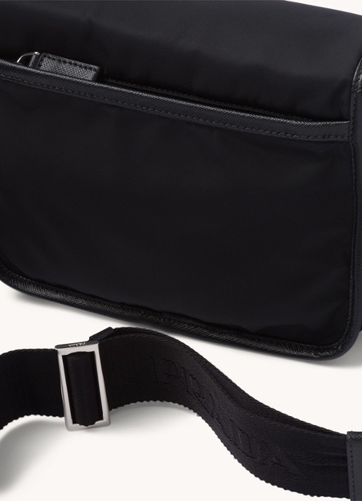 Prada Re-Nylon crossbodytas met leren details - detail 6 zwart