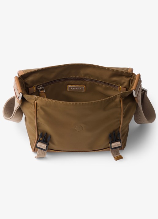 Prada Re-Nylon crossbodytas met leren details - detail 5 bruin