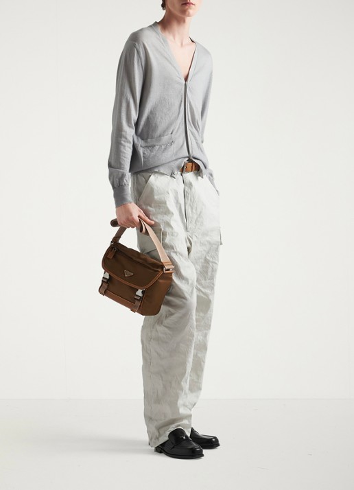 Prada Re-Nylon crossbodytas met leren details - voorkant 3 bruin