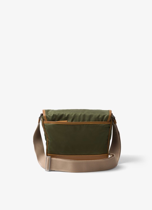 Prada Re-Nylon crossbodytas met leren details - achterkant 3 legergroen