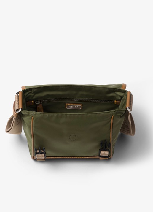 Prada Re-Nylon crossbodytas met leren details - detail 4 legergroen