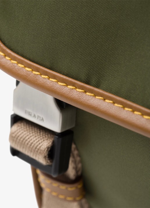 Prada Re-Nylon crossbodytas met leren details - detail 5 legergroen