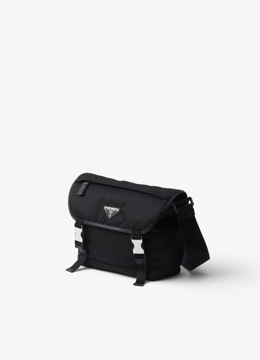 Prada Re-Nylon crossbodytas met leren details - detail 4 zwart
