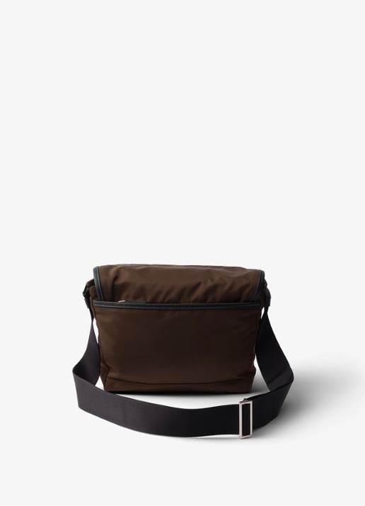 Prada Re-Nylon crossbodytas met leren details - achterkant 7 bruin
