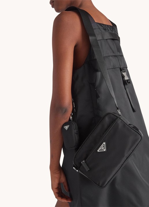 Prada Re-Nylon crossbodytas met logo - voorkant 6 zwart