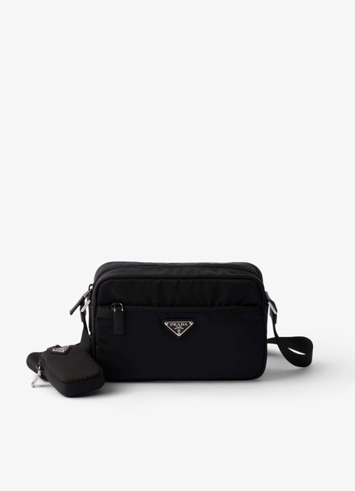 Prada Re-Nylon crossbodytas met logo - voorkant 3 zwart