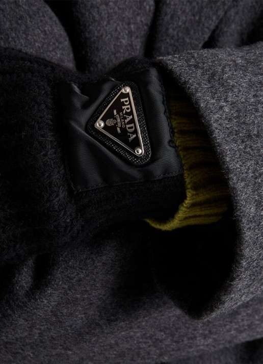Prada Re-Nylon grofgebreide handschoenen in kasjmierblend - achterkant 4 zwart