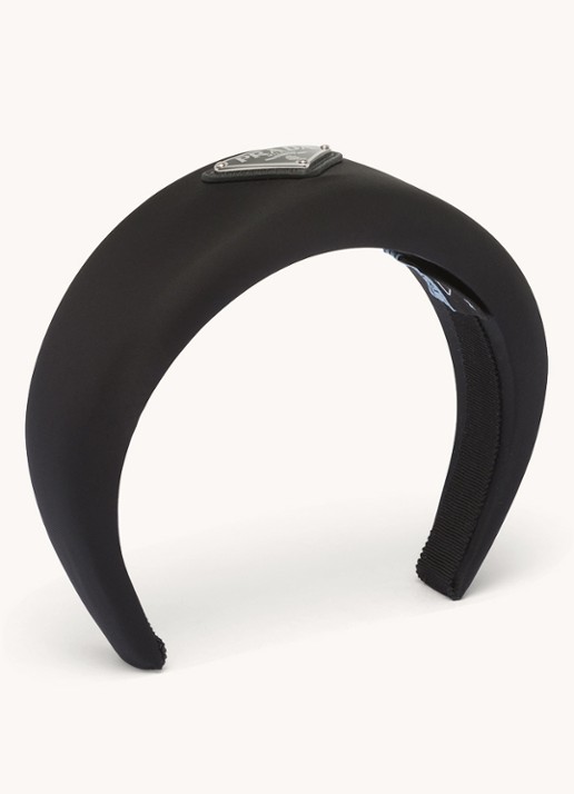 Prada Re-Nylon haarband met logo - voorkant zwart