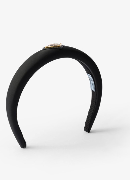 Prada Re-Nylon haarband met logo - voorkant 2 zwart
