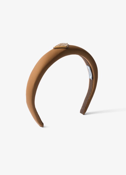 Prada Re-Nylon haarband met logo - voorkant camel