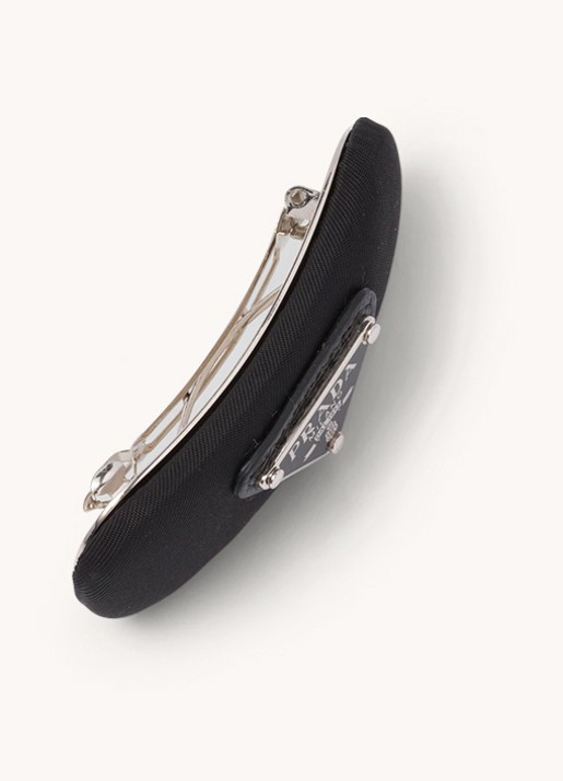 Prada Re-Nylon haarclip met logo - detail 3 diepzwart