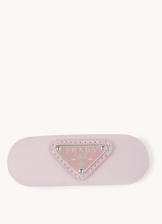 Prada Re-Nylon haarclip met logo - voorkant oudroze