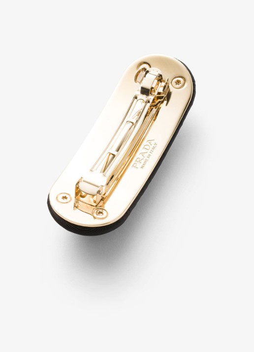 Prada Re-Nylon haarclip met logo - achterkant zwart