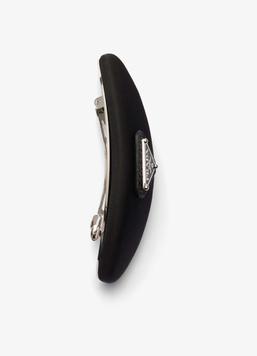 Prada Re-Nylon haarclip met logo - detail 2 zwart