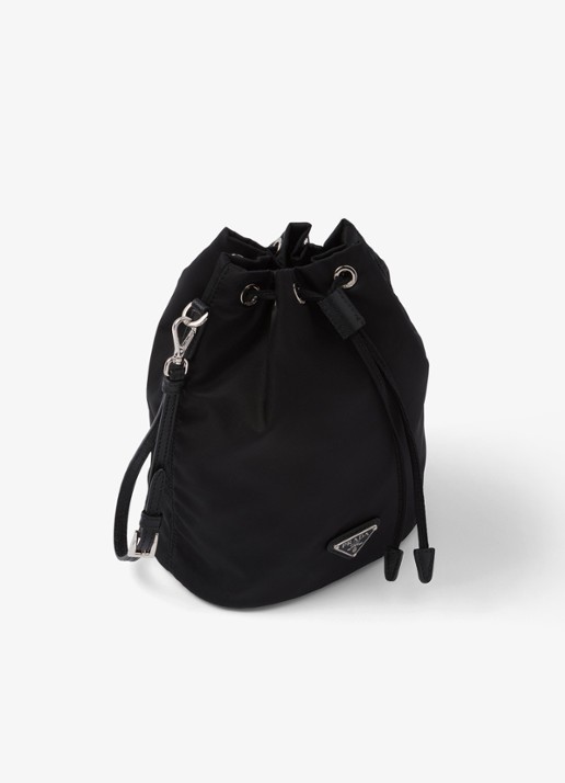 Prada Re-Nylon handtas met leren details en logo - voorkant 5 zwart