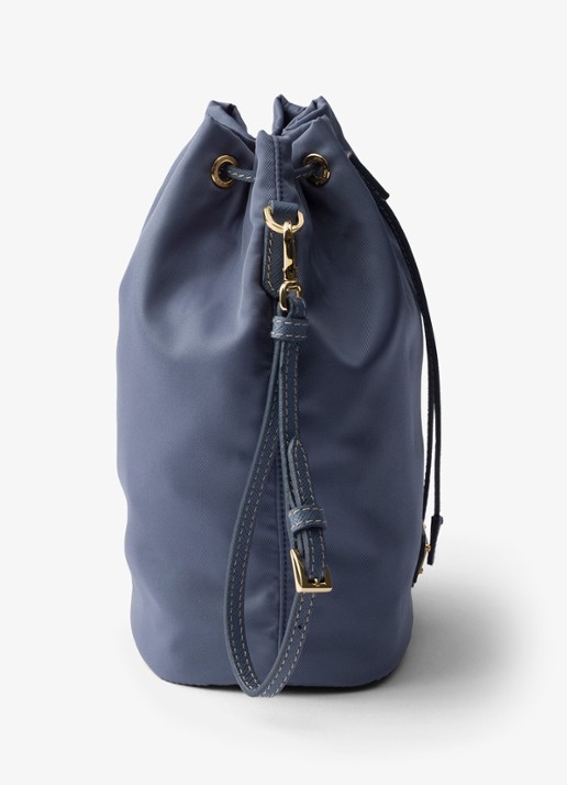 Prada Re-Nylon handtas met leren details en logo - detail 3 staalblauw