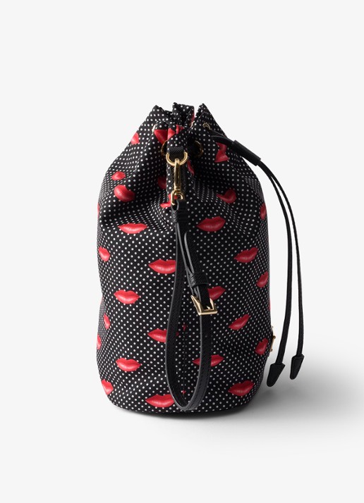 Prada Re-Nylon handtas met leren details - detail 4 zwart