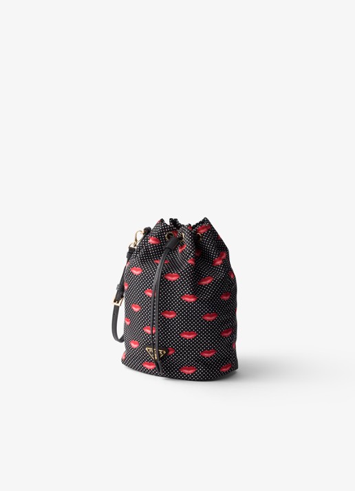 Prada Re-Nylon handtas met leren details - voorkant 2 zwart