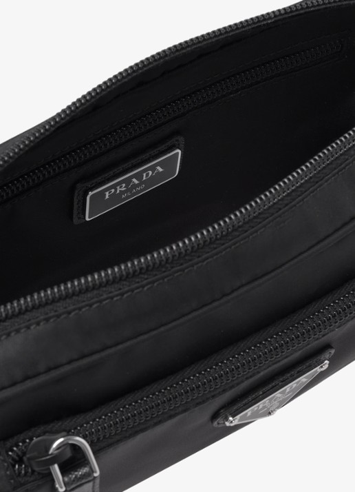 Prada Re-Nylon heuptas met leren details - detail 4 zwart