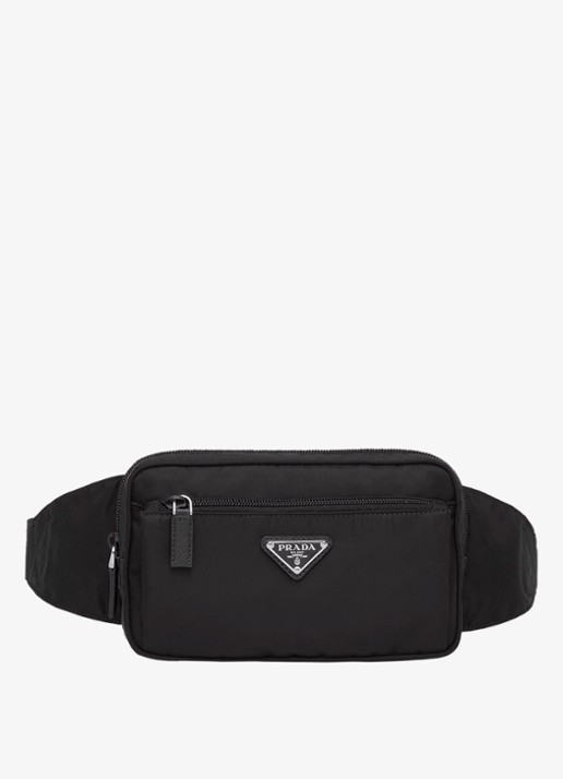 Prada Re-Nylon heuptas met leren details - voorkant zwart