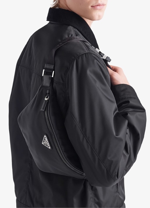 Prada Re-Nylon heuptas met leren details - detail 2 zwart