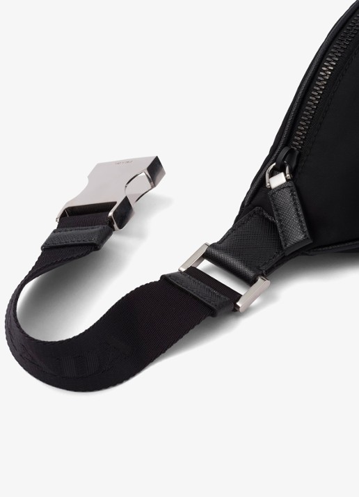 Prada Re-Nylon heuptas met leren details - detail 3 zwart