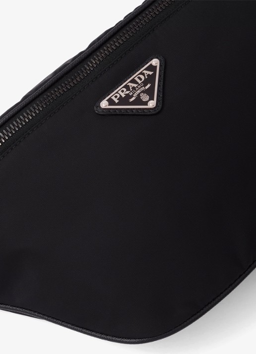 Prada Re-Nylon heuptas met leren details - detail 4 zwart