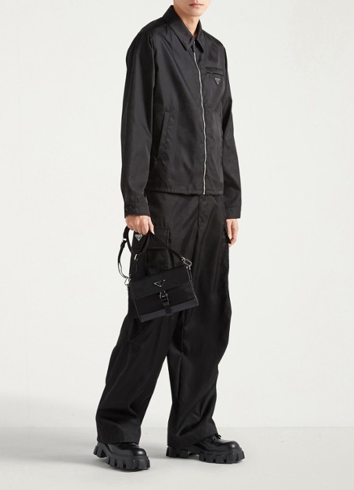 Prada Re-Nylon jack met borst- en steekzakken - voorkant 3 zwart