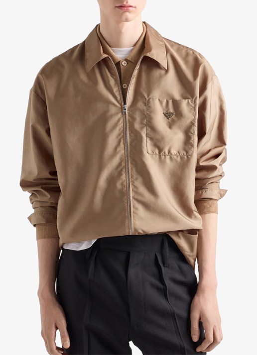 Prada Re-Nylon jack met borstzak - detail 4 beige