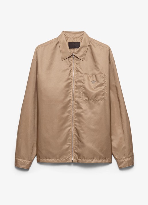Prada Re-Nylon jack met borstzak - voorkant 2 beige
