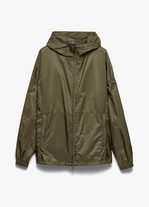Prada Re-Nylon jack met capuchon en ritszakken - voorkant legergroen