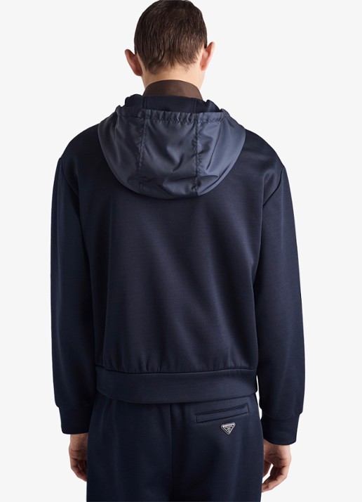 Prada Re-Nylon jack met capuchon en steekzakken - achterkant 6 donkerblauw