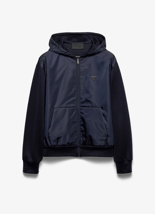 Prada Re-Nylon jack met capuchon en steekzakken - voorkant 5 donkerblauw
