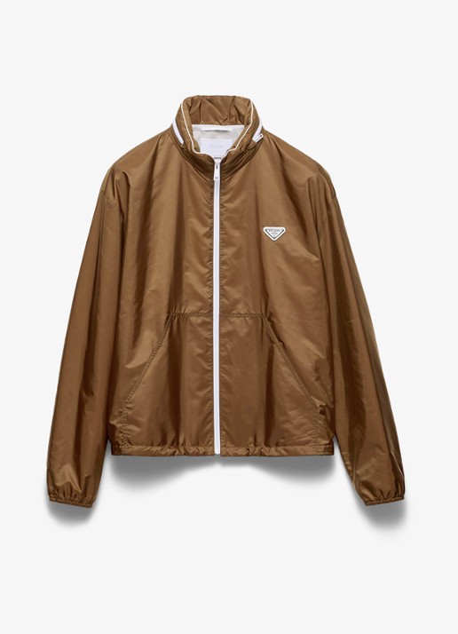 Prada Re-Nylon jack met opbergbare capuchon - voorkant 5 camel