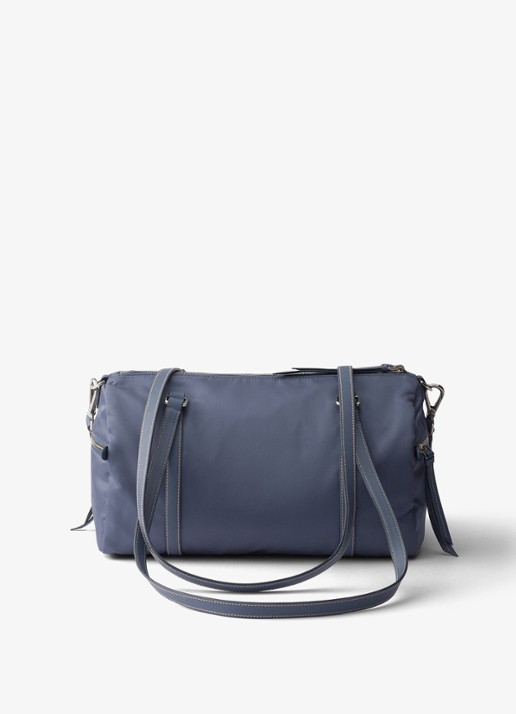 Prada Re-Nylon Large schoudertas met leren details - achterkant blauw
