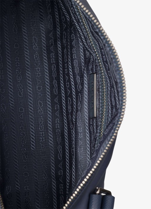 Prada Re-Nylon Large schoudertas met leren details - detail 2 blauw