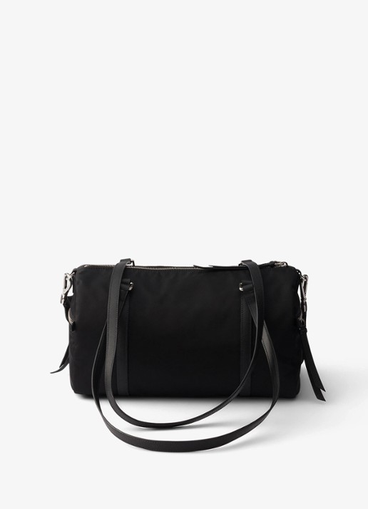 Prada Re-Nylon Large schoudertas met leren details - achterkant 7 zwart
