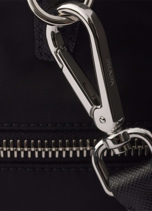 Prada Re-Nylon Large schoudertas met leren details - detail 6 zwart