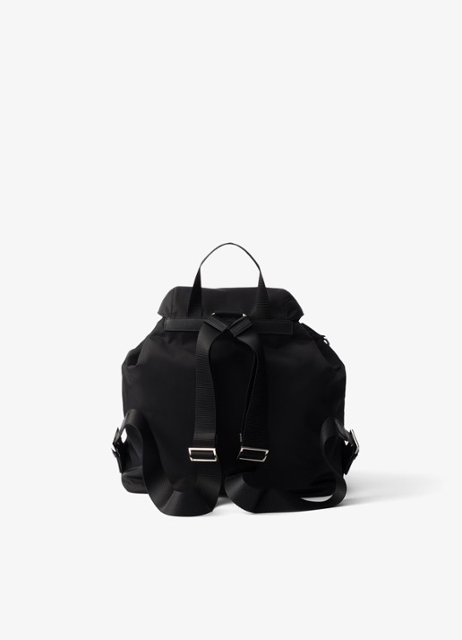 Prada Re-Nylon Medium rugzak met leren details - achterkant 8 diepzwart