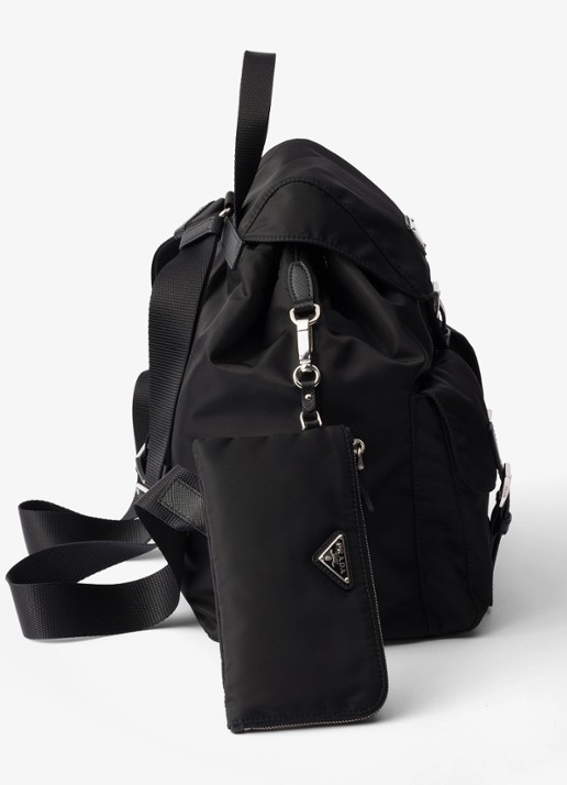 Prada Re-Nylon Medium rugzak met leren details - detail 2 diepzwart
