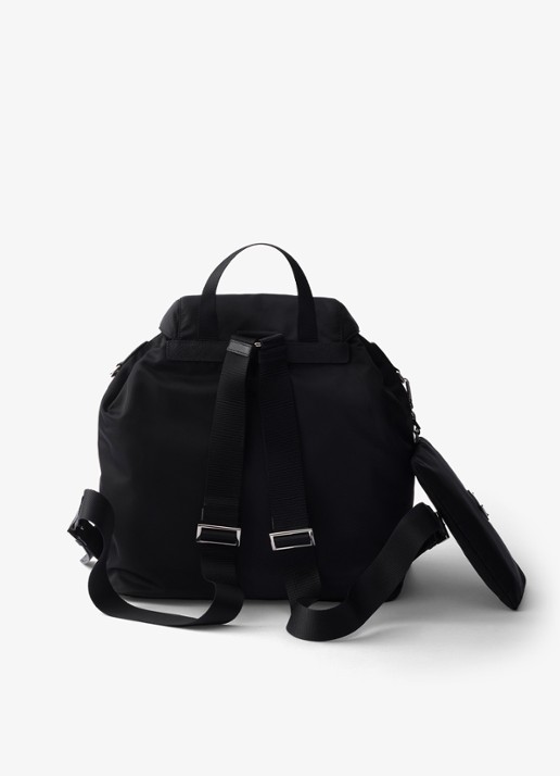Prada Re-Nylon Medium rugzak met leren details - achterkant zwart