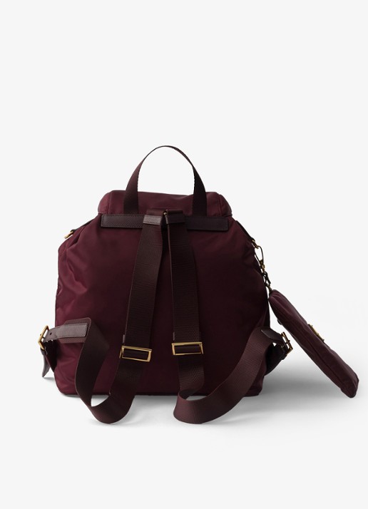 Prada Re-Nylon Medium rugzak met leren details - achterkant 6 bordeauxrood