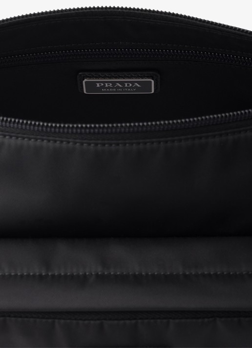 Prada Re-Nylon Medium schoudertas met leren details - detail zwart
