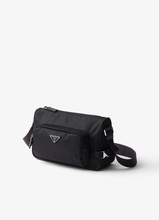 Prada Re-Nylon Medium schoudertas met leren details - voorkant 4 zwart