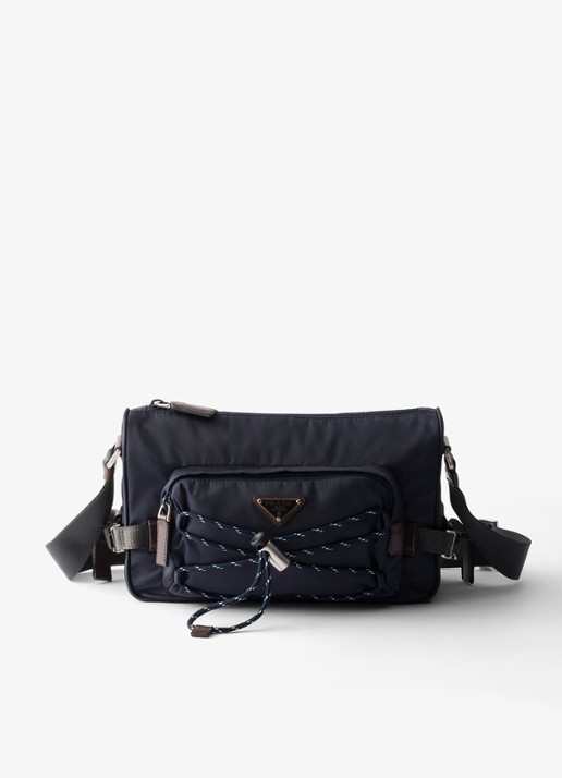 Prada Re-Nylon Medium schoudertas met leren details - voorkant 2 donkerblauw