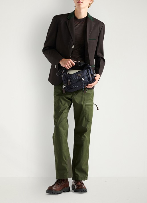 Prada Re-Nylon Medium schoudertas met leren details - voorkant 3 donkerblauw