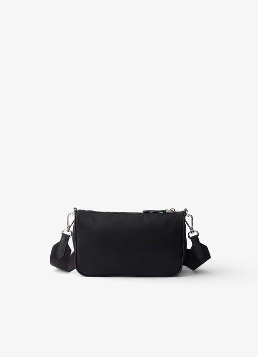 Prada Re-Nylon Mini schoudertas met leren details - achterkant 6 zwart